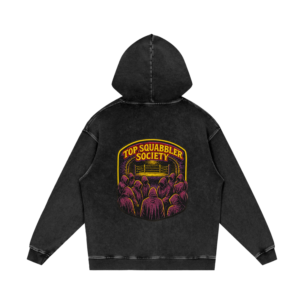 Snow Washed Loose Cotton SQUABBLER Hoodie